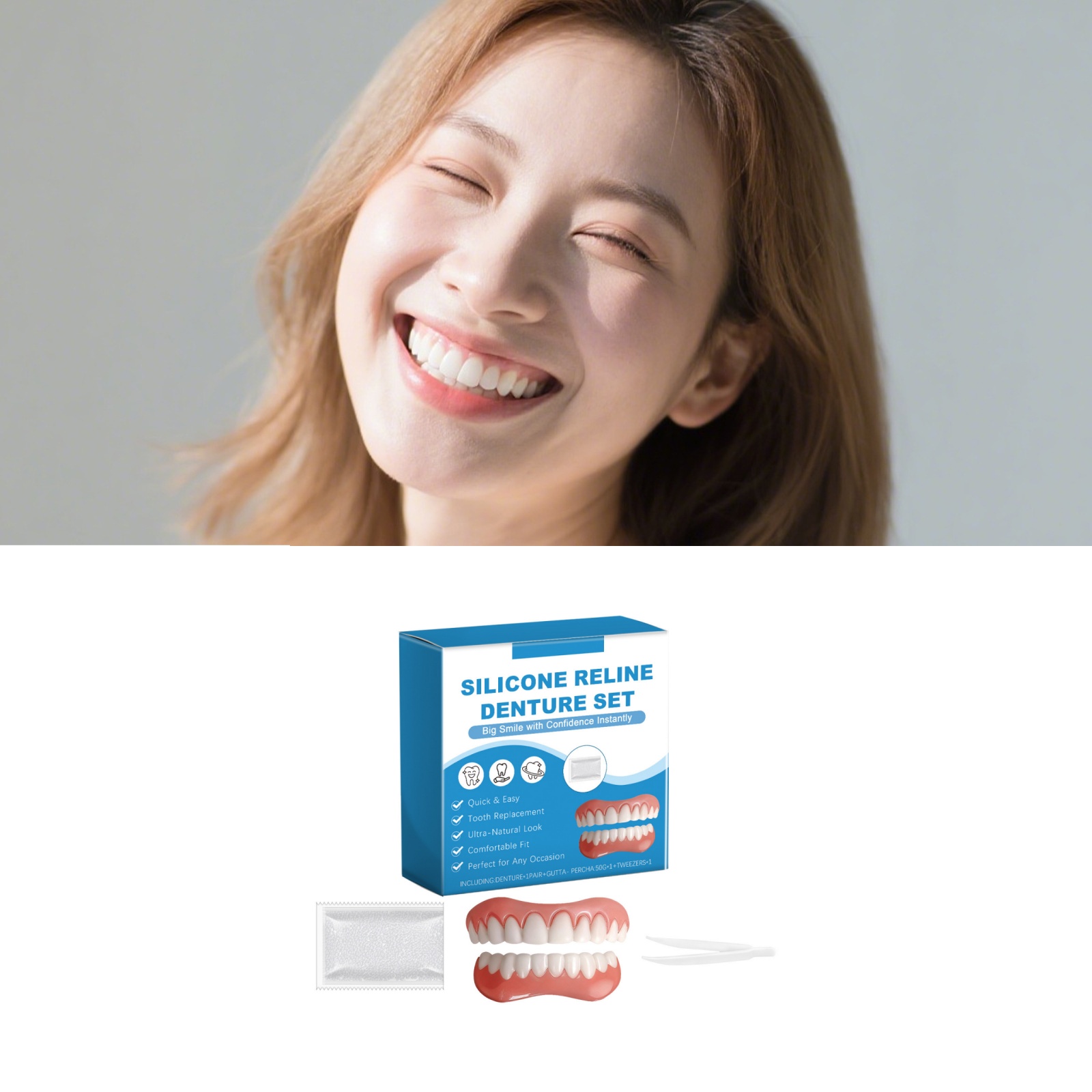 Full Cover Adhesive - طقم أسنان اصطناعية كامل يغطي اللثة
