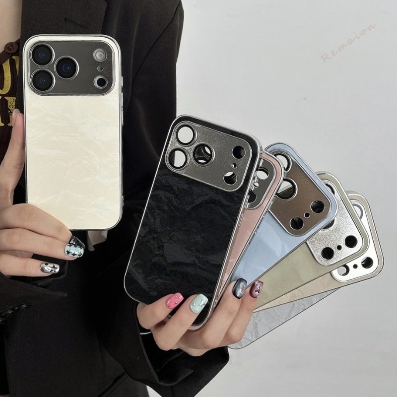 Camera Lens Protector - غطاء هاتف فاخر مطلي بالجلد لآيفون