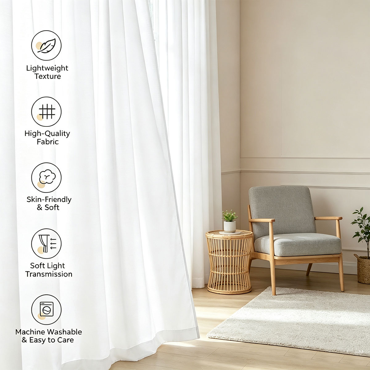 ستائر شفافة بيضاء صلبة بجيب لل - مراجعة Privacy Filter 2Pack وسعره